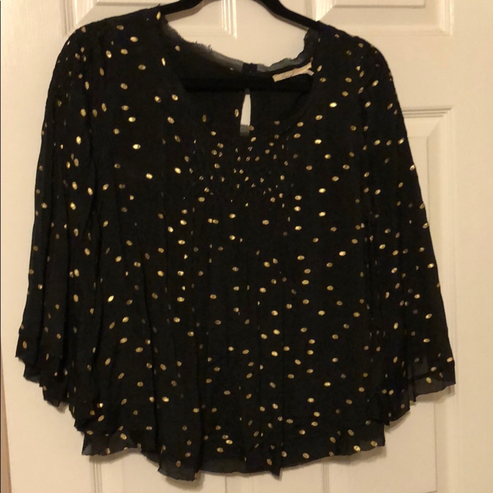 Anthropologie Floreat Sz M Blackgold dots Boho